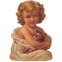 Victorian Girl with Her Cat Large Scrap ~ Germany ~ New for 2013